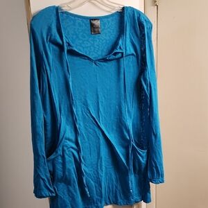 Catalina Blue Long Sleeve Top with Pockets